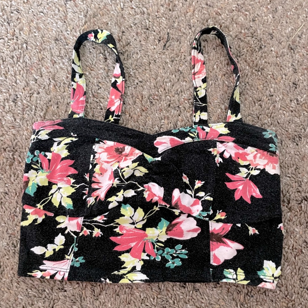 bralette from mudd, xs, black floral